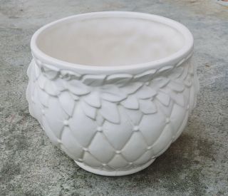 Vintage Mccoy Pottery Lancaster Colony White Quilted Diamond Jardinière