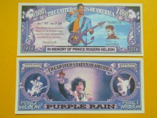 2 Bills: Prince (rogers Nelson) = Singer,  Songwriter $1,  000,  000 Million Dollar