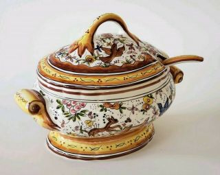 HOLU MADE IN PORTUGAL HAND PAINTED SOUP TUREEN WITH LADDLE 3