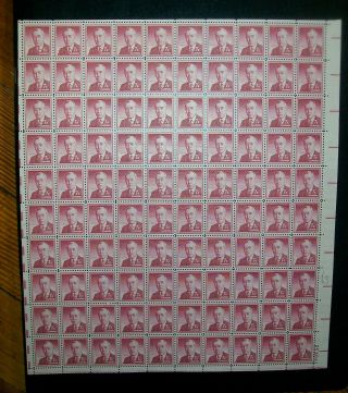 7c Woodrow Wilson Mnh Sheet Of 100 Stamps Scott 1040 Plate 25304 Lr