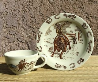 Vintage Vernon Kilns Frontier Day / Winchester 73 Demi Cup And Saucer