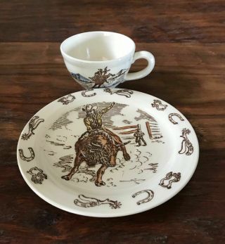 Vintage Vernon Kilns Frontier Day / Winchester 73 Demi Cup And Saucer 2