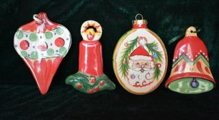 Gail Pittman Hand - Painted Christmas Ornaments Set Of 4 -