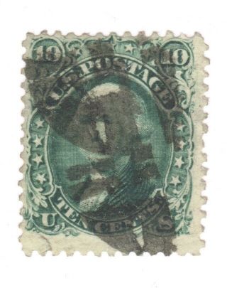 Scott 89 Early Us Stamp 10c Washington.  1868.  E Grill