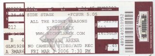 Rare Nickelback 3/3/06 Glendale Az Concert Ticket Phoenix