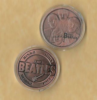 The Beatles Memorabilia Coin John Paul Ringo George Fab 4 Antiques Copper