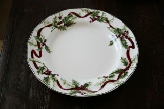 Charter Club Winter Garland Dinner Plates Set Of Five Holly,  Berries,  Ribbon 11 "