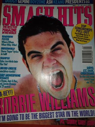 Vintage Smash Hits Take That Robbie Williams July 1996