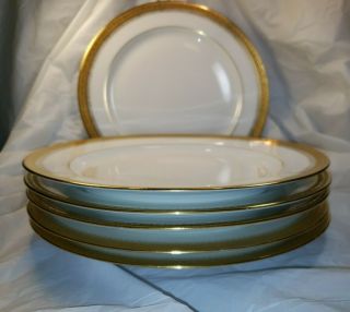 M Redon RDN86 Limoge 6 Dinner Plates Gold Encrusted Band Gold Design 9 3/4 Inch 2