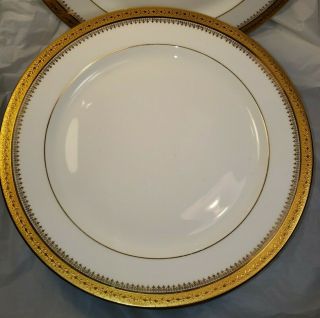 M Redon RDN86 Limoge 6 Dinner Plates Gold Encrusted Band Gold Design 9 3/4 Inch 3