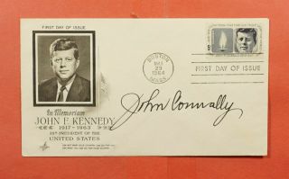 1964 Tx Governor John Connally Signed Fdc 1246 In Memoriam Jfk Artcraft