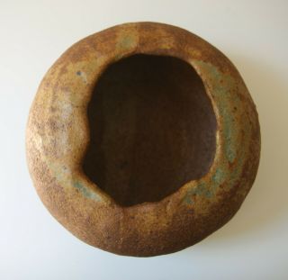 Large Antique Japanese Pottery Bowl Wide Vase Stoneware Handmade Artisan Pot