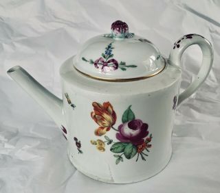 Antique 18thC Royal Vienna Porcelain Floral Tea Pot 2