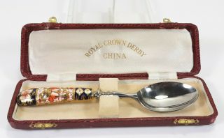 Antique Royal Crown Derby China Traditional Imari Teaspoon W/presentation Box