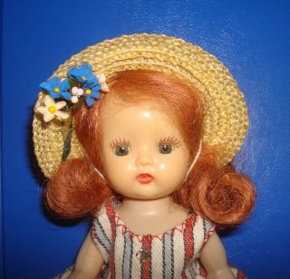 Vtg 1950s Muffie Doll Straw Hat 711 Fit Mdm Alex/jill/ginny Vogue/lmr/ginger/8 "