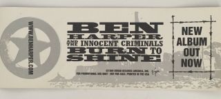 Ben Harper & The Innocent Criminals Burn To Shine RARE promo STICKER sheet 1999 2