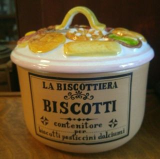 Vintage Italica Ars Italian Ceramic Pottery Biscotti Cookie Jar