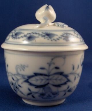 Antique Meissen Porcelain Blue Onion Mini Sugar Dish & Lid Porzellan Zuckerdose