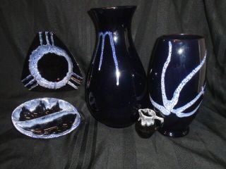 Huge 13 " & 10 " Bmp 2 Granite Drip Vases - The Largest Made In This Glaze