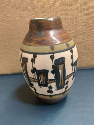 9 " Harsa Vase Israel 1990 Hand Made Painted Mid Century Modern Bold Design