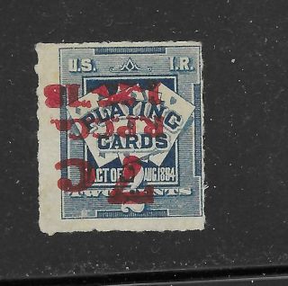 Rf10a Inverted Surcharge 7c On 2c Playing Card Revenue Cv $60