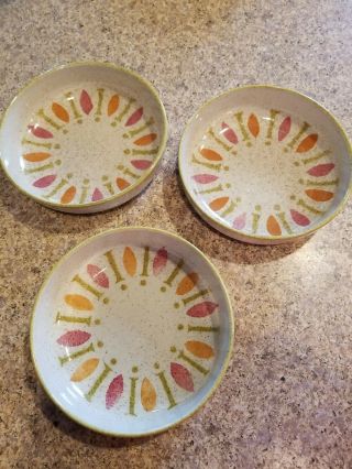 Red Wing Pottery Pepe 3 Cereal 6 1/4 " Bowls Speckled Green L Pink Orange