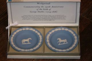Rare Wedgwood Pale Blue Jasperware George Stubbs Horse Plates