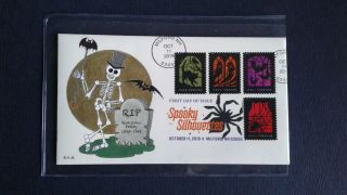 2019 Halloween Stamps Hand Drawn And Hand Painted Fdc By Barbara Montgomery