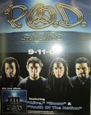 P.  O.  D.  Satellite 9/11,  Atlantic Mini Promo Poster,  2001,  8x11,  Ex,  Christian