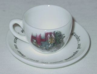 Rare Discontinued Wedgwood Peter Rabbit Mini / Miniature Tea Cup & Saucer Set