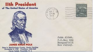 James K.  Polk 11th President Of The United States Pilgrim Cachet Event Cover