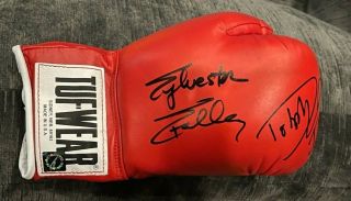 Sylvester Stallone & Dolph Lundgren Autographed Tuf - Wear Boxing Glove Asi Proof