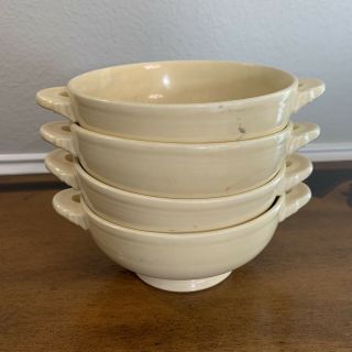 4 Vintage Fiestaware Ivory Cream Soup Bowls Ivory Footed Bowls Handles