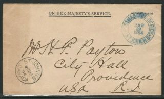 St.  John,  Canada,  1894 Stampless Cover,  With Letter,  Sent To Providence,  R.  I.