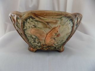 Vintage Weller Pottery Woodcraft Squirrel Nut Bowl,