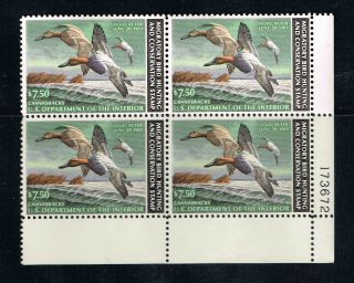 Rw 49 Us Fed Duck Stamp Migratory Bird Hunting License 1982.  Vf Mnh.  Plate Block