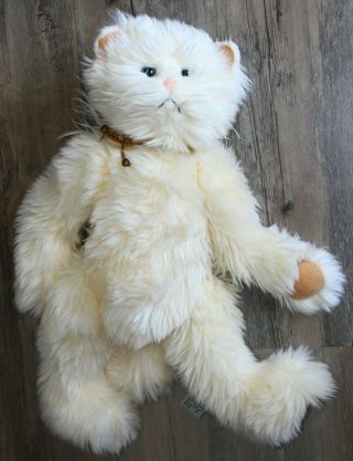 Ganz Cottage Collectibles Fluffy Ivory 15 " Plush Cat Angel 2000 Mary Holstad