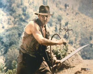 Harrison Ford Signed Indiana Jones 16x20 Photo Bas Beckett Witness Han Solo Whip