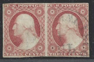 Us Stamps,  Scott 11 - Pair - 3 Cent Washington Imperf Type I