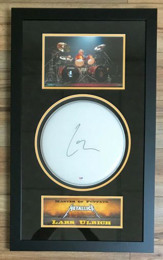 Lars Ulrich (metallica) Signed 12 " Drum Head Custom Framed Display - Psa