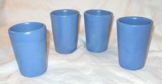 Set Of 4 Vintage Catalina Island Pottery Tumblers In Delft Blue