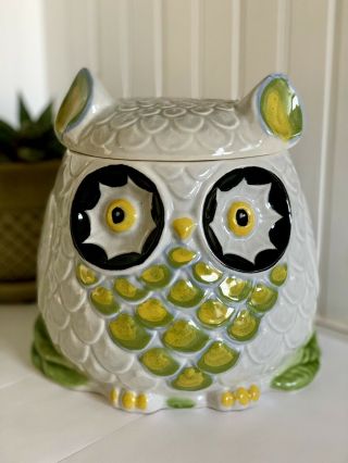 Anthropologie Nueva Forma Collectible Owl Cookie Jar,  Made In Italy,  Rare