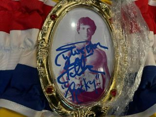 Sylvester Stallone Autographed " Rocky " Inscription Champ Belt Asi Proof