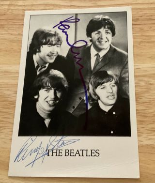 Paul Mccartney Ringo Starr Beatles Autographed Signed 4x6 Promo Photo Psa/dna