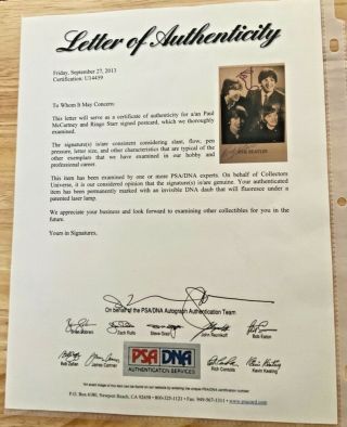 PAUL McCARTNEY RINGO STARR BEATLES Autographed Signed 4x6 Promo Photo PSA/DNA 4