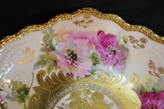Stunning ROYAL AUSTRIA O & EG Vienna Floral & Gold Encrusted Cake Plate Platter 2