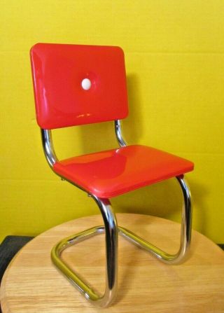 American Girl (molly) Red Vinyl & Chrome Dining Room Chair So Retro Mid - Century