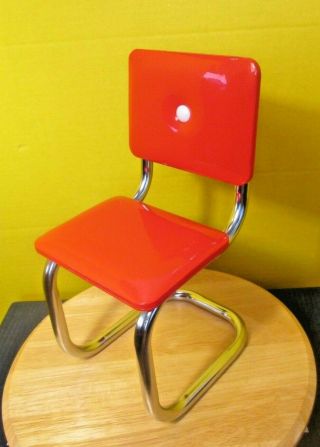 American Girl (Molly) Red vinyl & chrome dining room chair So retro mId - century 2