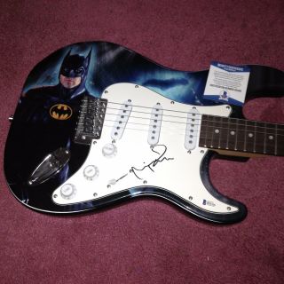 Batman Michael Keaton Signed Full Size Electric Guitar Beckett Bruce Wayne