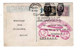 1928 Graf Zeppelin 1st Return Flight On Postcard Airship Milwaukee Mosque